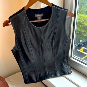 Vintage 90’s Banana Republic Leather & Wool Vest Pullover Sz 8 or M - GORGEOUS
